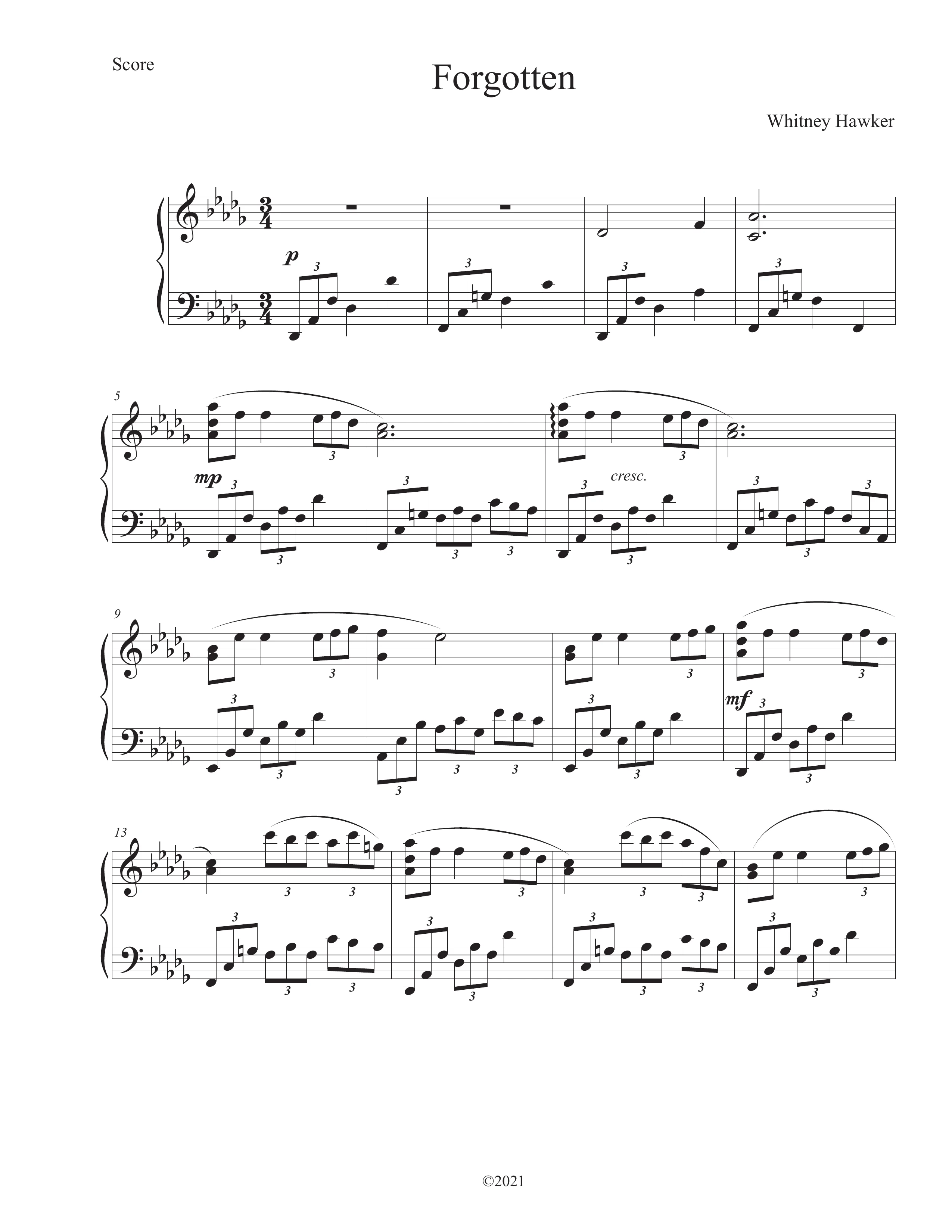 Forgotten sheet music sample